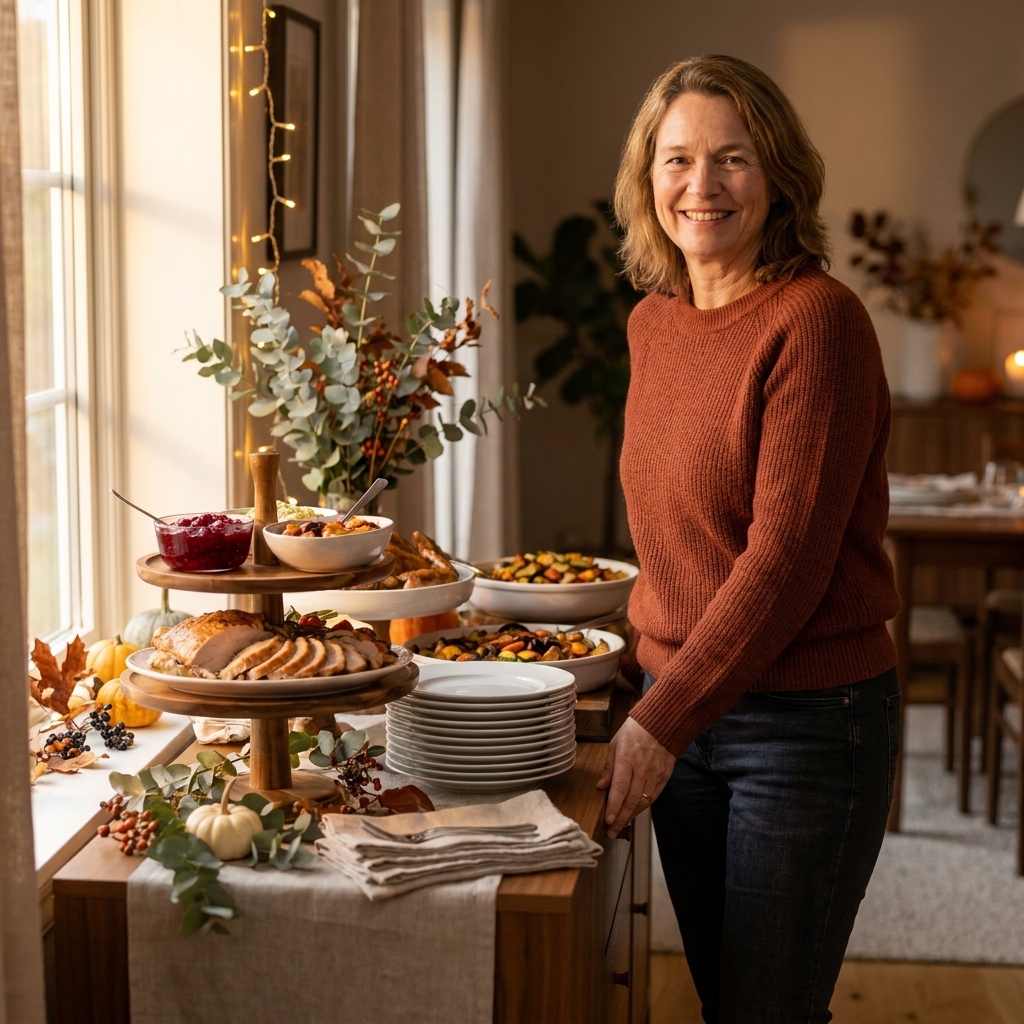 15 Space-Saving Decor Tips for a Beautiful Thanksgiving Buffet Station