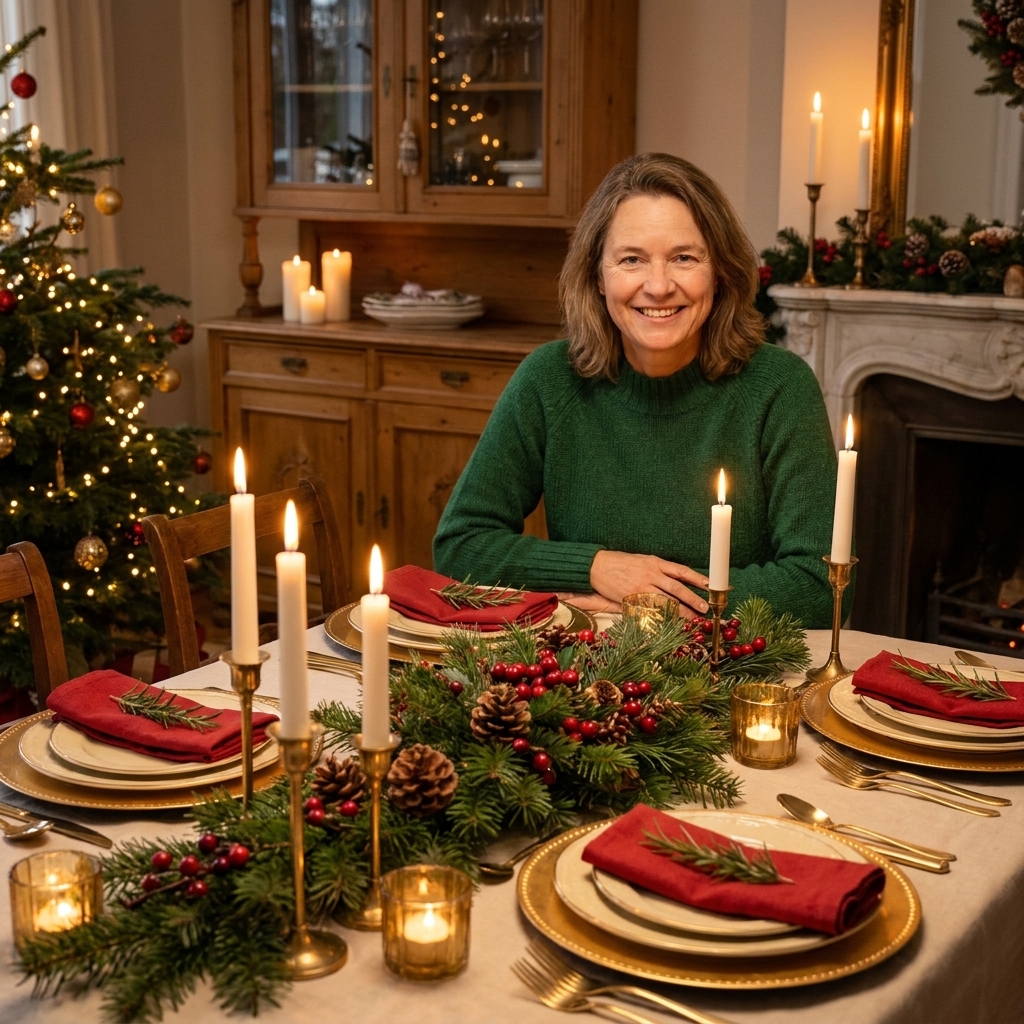 Layered Christmas Dinner Tablescape